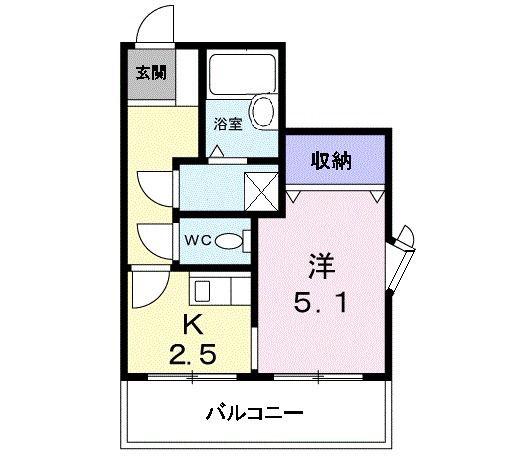 ヴィラナカヤマ(1K/2階)の間取り写真