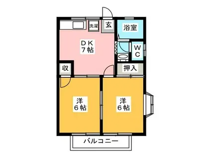 コーポ三角(2DK/2階)の間取り写真