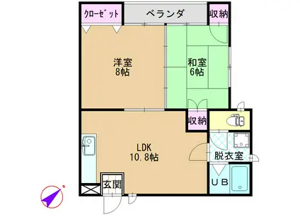 コーポみやま(2LDK/2階)の間取り写真