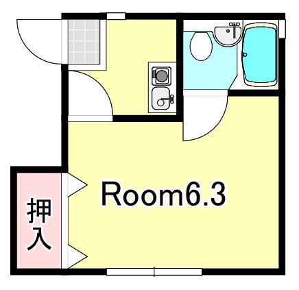 土山ヴィラ(1K/2階)の間取り写真