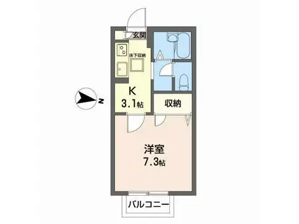ピエス・ZEN(1K/1階)の間取り写真