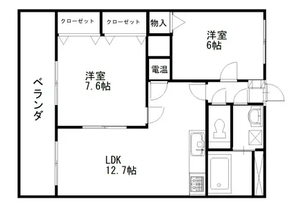 シャルムメゾン西本町(2LDK/2階)の間取り写真