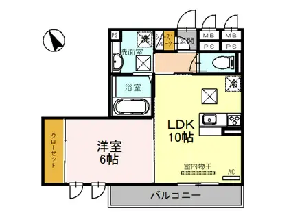 プリムローズ・佳音(1LDK/1階)の間取り写真