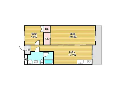 ライゼックス豊中(2LDK/5階)の間取り写真