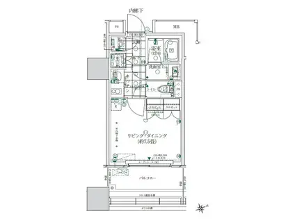 ローレルタワールネ浜松町(1K/5階)の間取り写真
