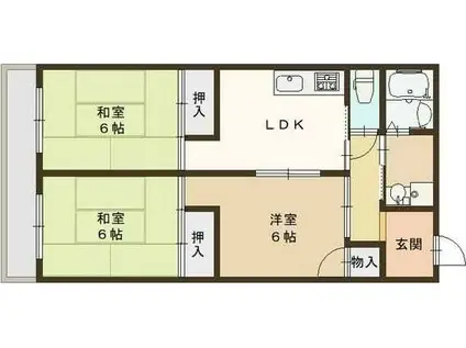 寺川マンション(3LDK/3階)の間取り写真