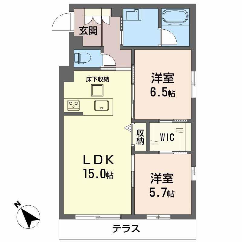 シャーメゾン アプリクス(2LDK/1階)の間取り写真