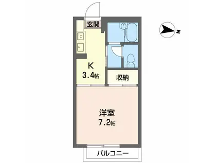 セフィラT・A・P B棟(1K/1階)の間取り写真