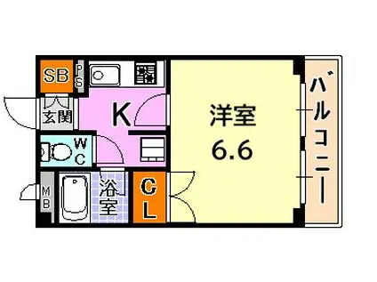 イースト神戸本山(1K/4階)の間取り写真