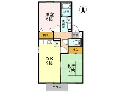 SEJOURキャラII(2DK/1階)の間取り写真