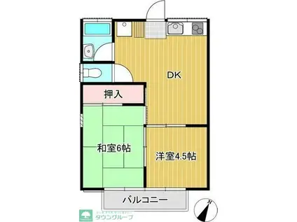Kハイツ(2DK/2階)の間取り写真