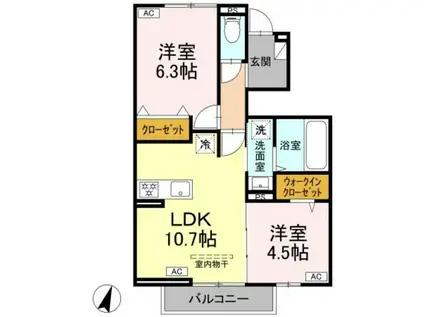 BONNARDボナール(2LDK/1階)の間取り写真