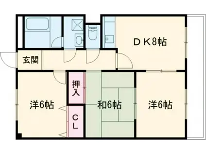 VIASACRA京田辺(3DK/2階)の間取り写真