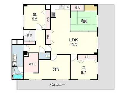 シャルマンコーポ塚口(4LDK/4階)の間取り写真