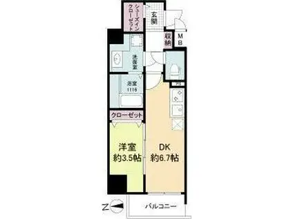 ソルテラス本庄西クレアスト(1DK/10階)の間取り写真