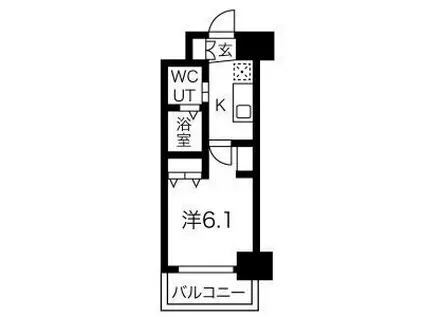 エステムプラザ難波ウエストリバークロス(1K/3階)の間取り写真