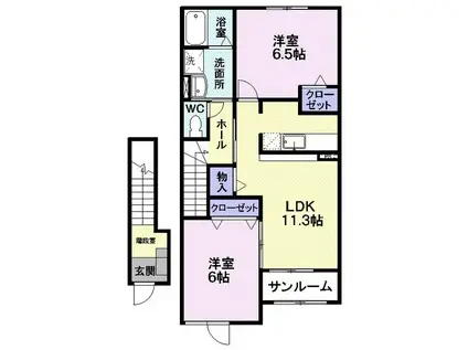オークガーデンA(2LDK/2階)の間取り写真