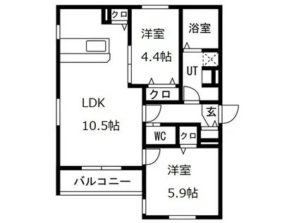 RUSCELLO守山(2LDK/3階)の間取り写真