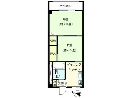 北烏山ロータリーマンション(2DK/2階)の間取り写真