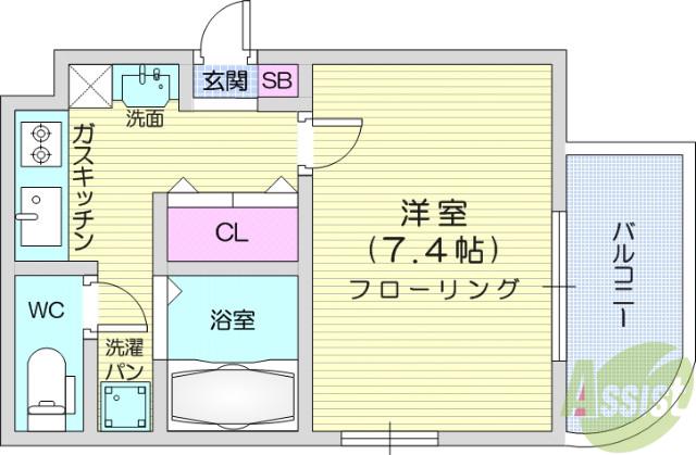 ラピス雨宮(1K/4階)の間取り写真