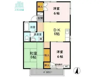 プレジール堀溝B(3DK/2階)の間取り写真