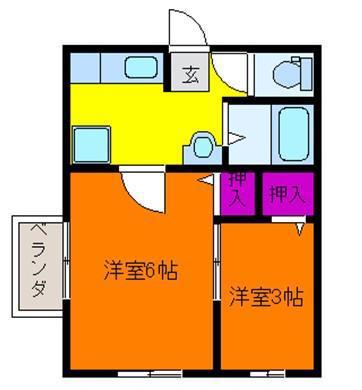 パルティール(2K/1階)の間取り写真