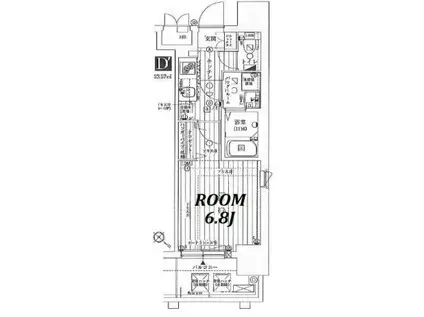 レジュールアッシュ神戸元町(1K/4階)の間取り写真