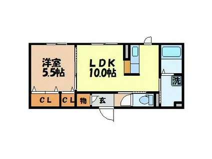 シャーメゾンOREGON (1LDK/1階)の間取り写真