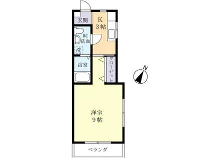 カシータ中田(1K/2階)の間取り写真