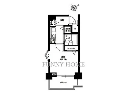 エクセリア世田谷上町(1K/6階)の間取り写真