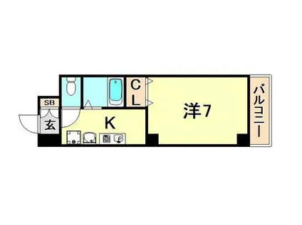 ラ・ヴィスタ板宿(1K/3階)の間取り写真