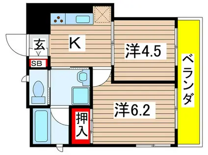 川島ビル(2K/3階)の間取り写真