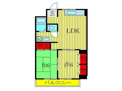 ライトヒルズ桜木(2LDK/3階)の間取り写真