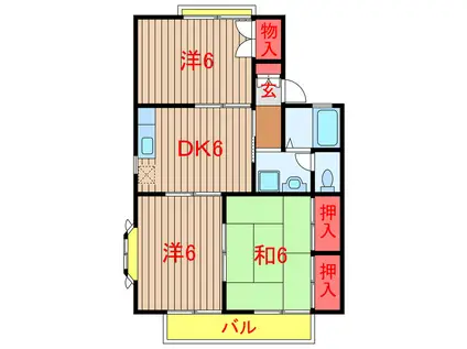 ジュネス薬円台(3DK/2階)の間取り写真