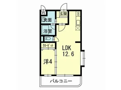ヒルズKIKUYO(1LDK/4階)の間取り写真