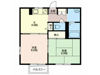 アーク西田中(2K/1階)の間取り写真