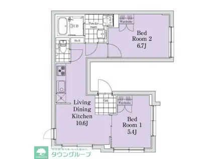 EXAM三軒茶屋II(2LDK/4階)の間取り写真