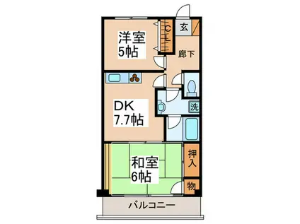 マンションエクセレント(2DK/2階)の間取り写真