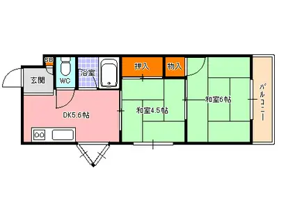 甲南第7兵庫コーポラス(2DK/5階)の間取り写真