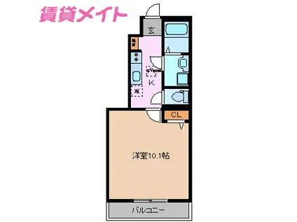 シュエット(1K/1階)の間取り写真