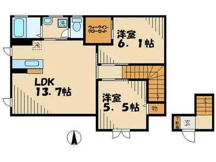 グランローズB(2LDK/2階)の間取り写真