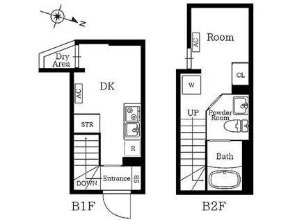 プレニーズ護国寺PREMIER(1DK/B1階)の間取り写真