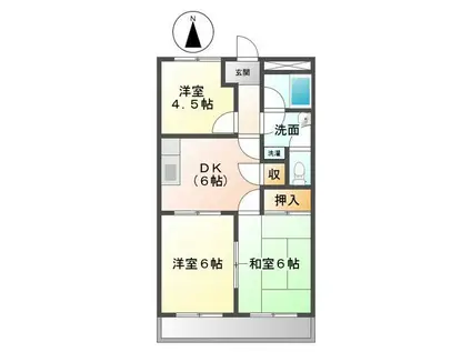 サンクラルテB棟(3DK/1階)の間取り写真