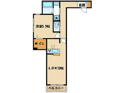 SQUARE ONE(1LDK/1階)の間取り写真