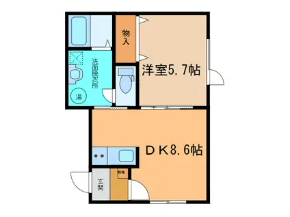 クレスト(1DK/1階)の間取り写真