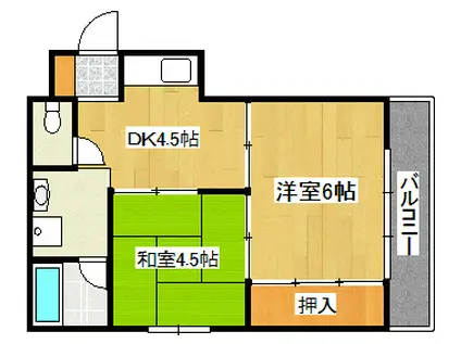石見ハイツ(2DK/2階)の間取り写真