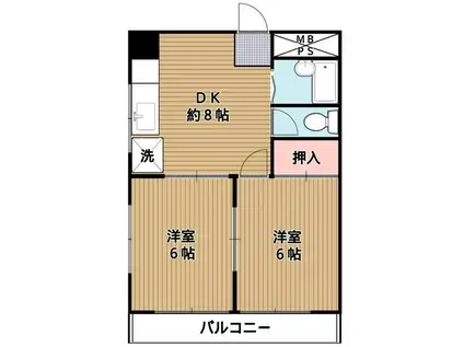 徳久ビル(2DK/2階)の間取り写真