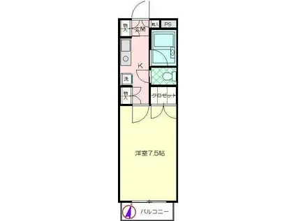 メイプルⅠ(1K/1階)の間取り写真