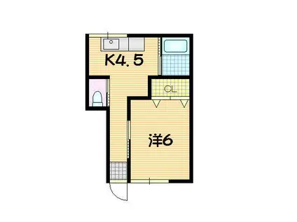 パストラルハイツ1号棟(1K/1階)の間取り写真