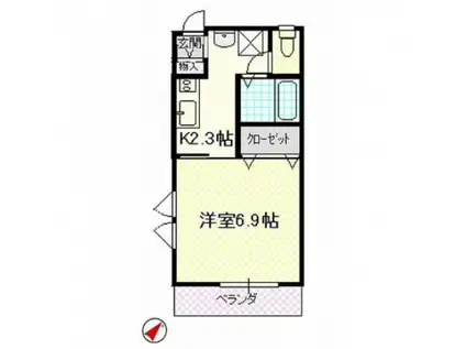 フォレスト住吉B(1K/2階)の間取り写真